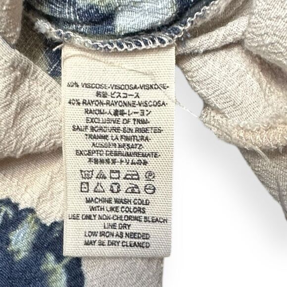 FREE PEOPLE Women’s Antique Combo Navy Cream Floral Long Sleeve Wrap Romper Size - Picture 6 of 7